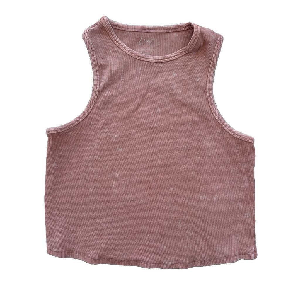 Livi Olivia Rae Crop Tank Top Pink White Wash Women’s XL